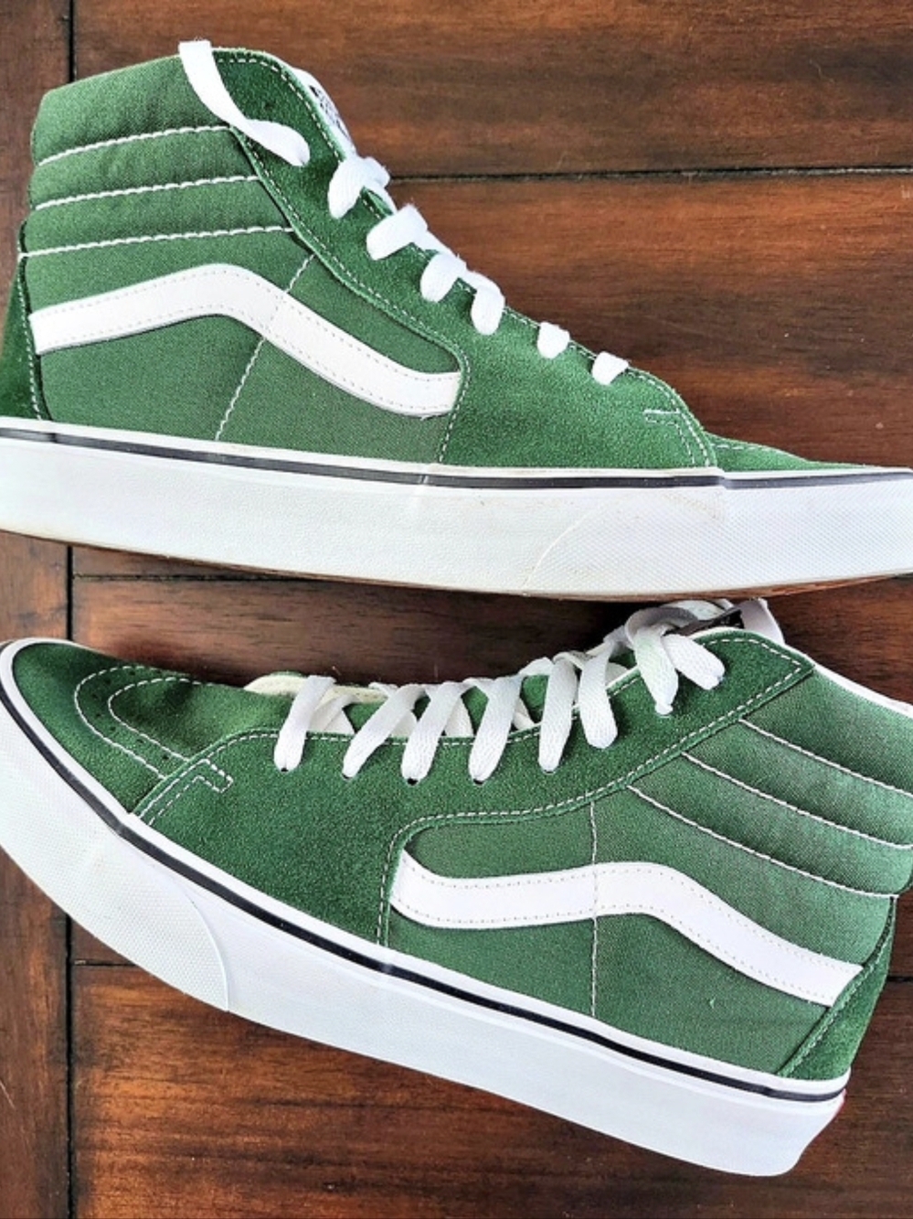 Greener Pastures Vans Sk8-Hi Green & White High Top Sneakers Size 9